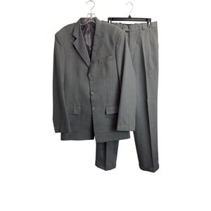 Bespoke Mens Gray Pinstripe 3-Button Blazer‎ 40L Pants 32X32 Suit USA Made